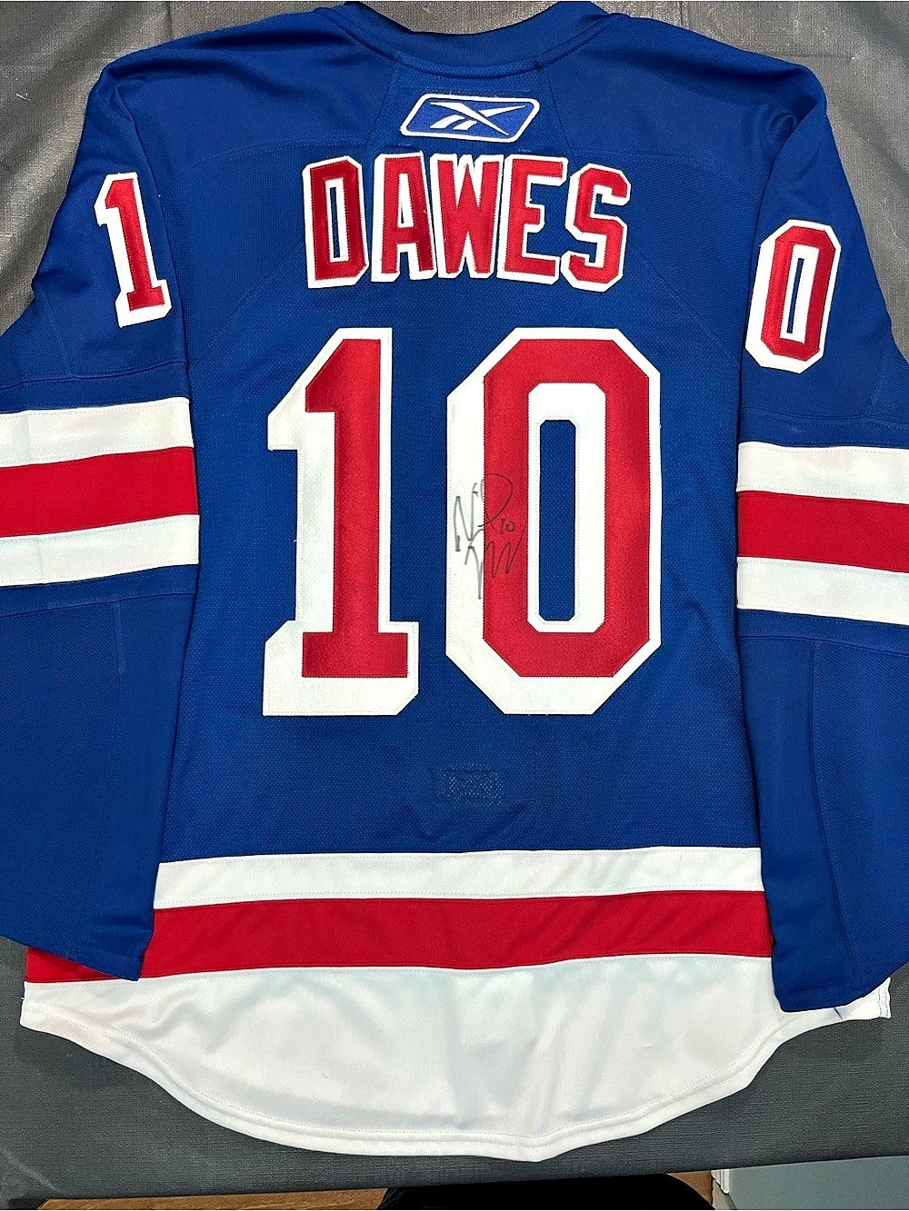 Reebok New York Rangers Nigel Dawes Signed Jersey Size 5222